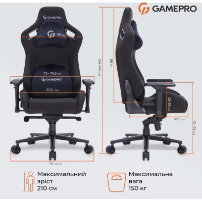 Кресло игровое GamePro GC900B Size XL Fabric Black (GC900B)