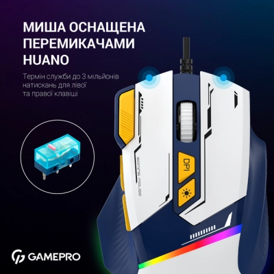 Мышка GamePro GM300BL USB Blue/White (GM300BL)