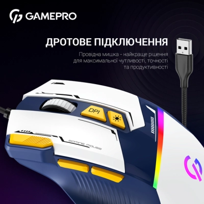 Мышка GamePro GM300BL USB Blue/White (GM300BL)
