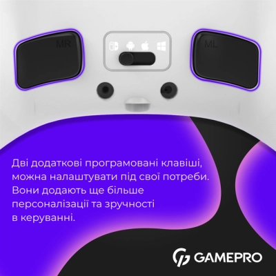 Геймпад GamePro GPX13W 2.4G/BT 5.1/USB/PC/iOS/Android RGB White (GPX13W)