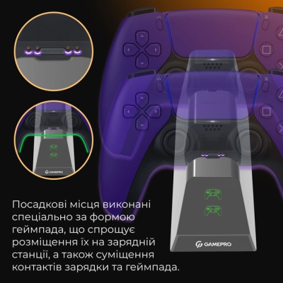 Зарядное устройство GamePro CHS420B Для геймпадів DualSense PS5 Black (CHS420B)
