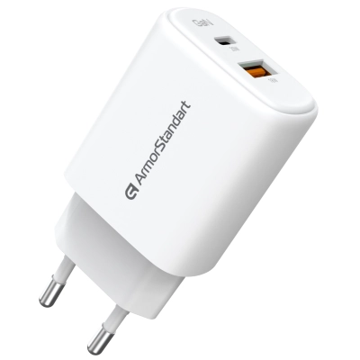 Зарядное устройство Armorstandart 1xUSB-C + 1xUSB 20W GaN white (ARM89531)