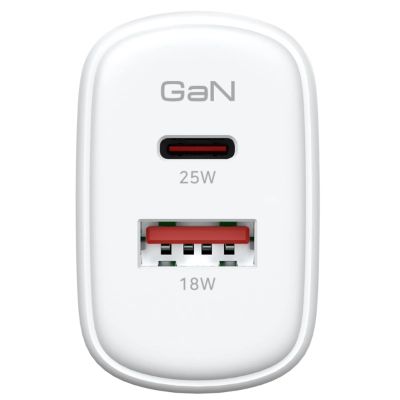 Зарядний пристрій Armorstandart 1xUSB-C + 1xUSB 25W GaN white (ARM89532)