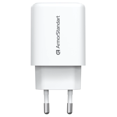 Зарядний пристрій Armorstandart 1xUSB-C + 1xUSB 25W GaN white (ARM89532)