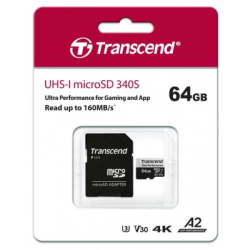 Карта памяти Transcend 64GB microSDXC class 10 UHS-I U3 A2 (TS64GUSD340S)