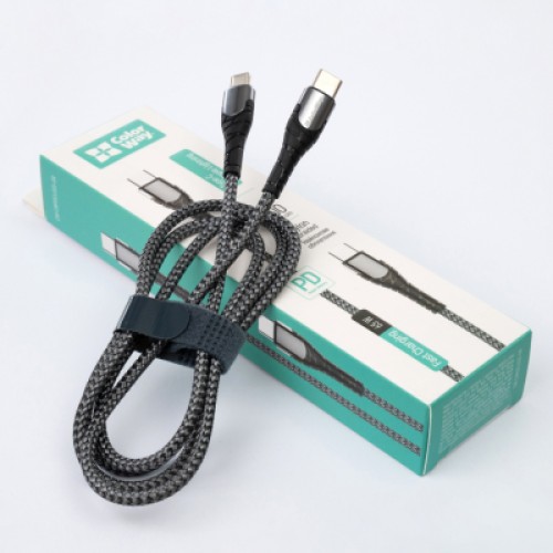 Дата кабель USB-C to USB-C 2.0m PD Fast Charging 65W 3A grey ColorWay (CW-CBPDCC039-GR)