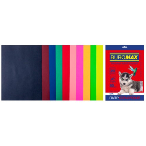 Бумага Buromax А4, 80g, DARK+NEON, 10colors, 20sh (BM.2721020-99)
