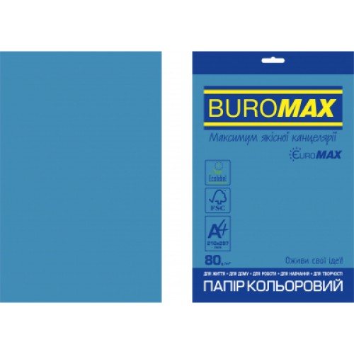 Бумага Buromax А4, 80g, INTENSIVE blue, 20sh, EUROMAX (BM.2721320E-02)