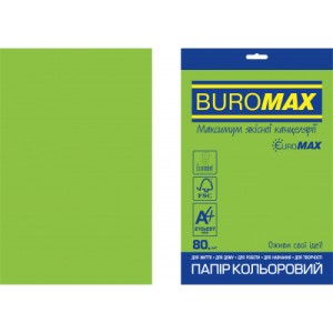 Бумага Buromax А4, 80g, INTENSIVE green, 20sh, EUROMAX (BM.2721320E-04)