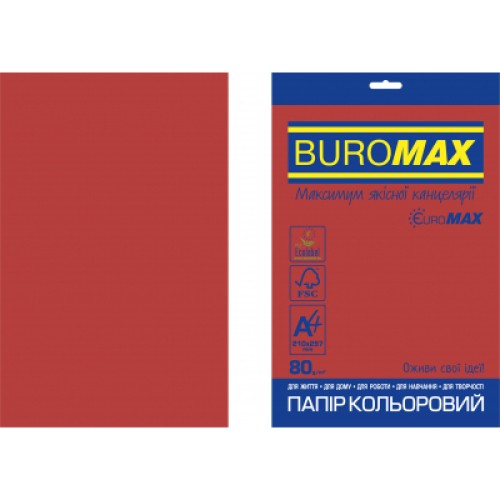 Бумага Buromax А4, 80g, INTENSIVE red, 20sh, EUROMAX (BM.2721320E-05)