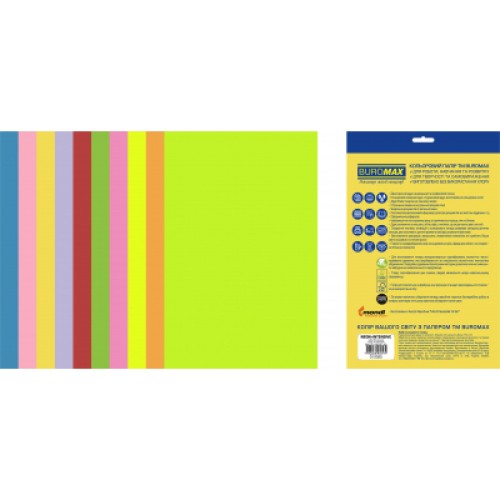 Бумага Buromax А4, 80g, NEON+INTENSIVE, 10colors, 20sh, EUROMAX (BM.2721820E-99)