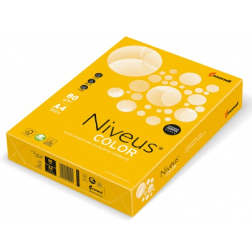 Бумага Mondi Niveus COLOR intensive Sunny yellow, 80g, 500sh (A4.80.NVI.SY40.500)