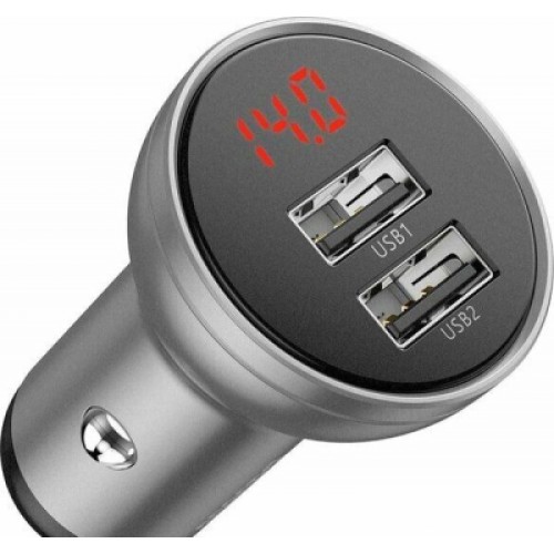 Зарядное устройство Baseus Digital Display Dual USB 4.8A 24W silver (CCBX-0S)