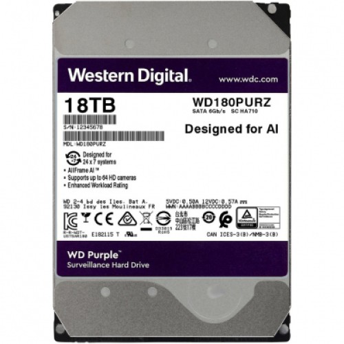 Жесткий диск 3.5" 18TB WD (WD180PURZ) Жесткий диск 3.5" 18TB WD (WD180PURZ)