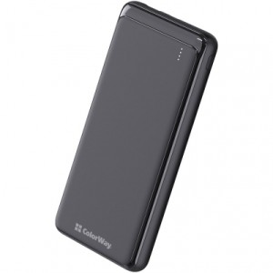 Батарея универсальная ColorWay 10 000 mAh Slim (USB QC3.0 + USB-C Power Delivery 18W) Black (CW-PB100LPG3BK-PD)