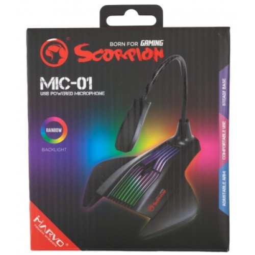 Микрофон Marvo MIC-01 Multi-LED USB Black (MIC-01)