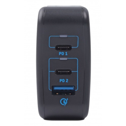 Зарядное устройство Maxxter 1USB-A + 2USB-C (PD 65W+PD 18W + QC 3.0) (WC-PD65W-01)