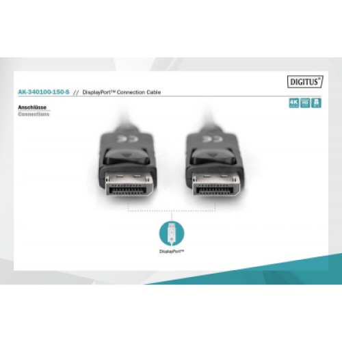 Кабель мультимедийный Display Port to Display Port 15.0m ASSMANN Digitus (AK-340100-150-S)
