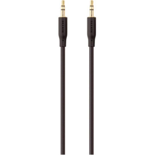 Кабель мультимедийный jack 3.5mm - M/M, portable, 2m, black/gold Belkin (F3Y117BT2M)