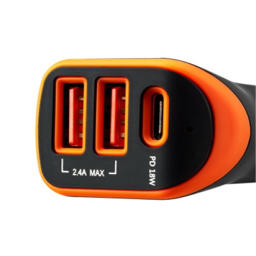 Зарядное устройство Canyon Universal 3xUSB car adapter Black+Orange (CNE-CCA08BO)