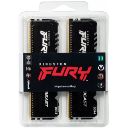 Модуль памяти для компьютера DDR4 32GB (2x16GB) 3200 MHz Beast RGB Kingston Fury (ex.HyperX) (KF432C16BBAK2/32)