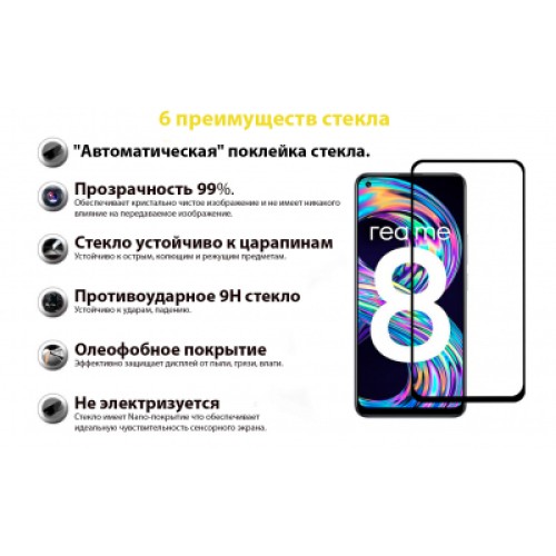 Стекло защитное BeCover Realme 8 / 8 Pro Black (706684)