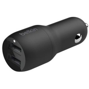 Зарядное устройство Belkin Car Charger (24W) Dual USB-A, USB-A - USB-C, 1m, black (CCE001BT1MBK)