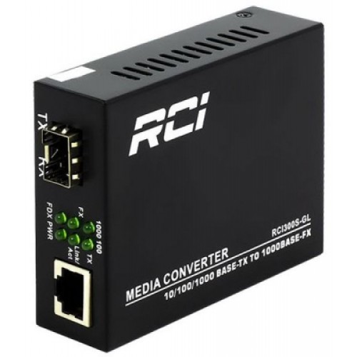 Медиаконвертер RCI 1G, SFP slot, RJ45, standart size metal case (RCI300S-GL)