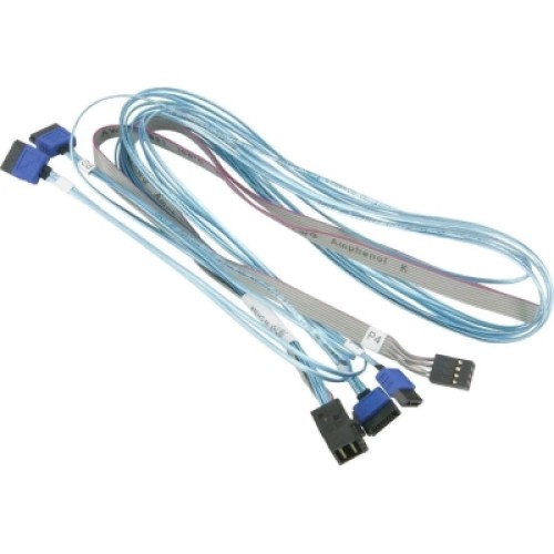 Кабель для передачи данных MiniSAS HD (SFF-8643) to 4xSATA 0.9/0,75m w/Sideband Supermicro (CBL-SAST-0699)