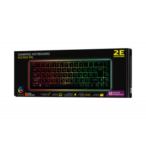 Клавиатура 2E GAMING KG360 RGB 68key Wireless Black (2E-KG360UBK)
