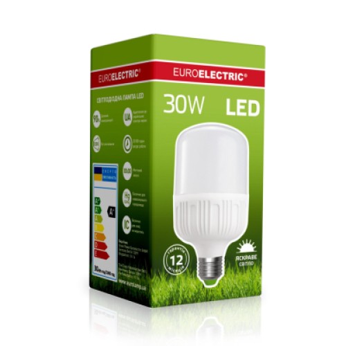Лампочка EUROELECTRIC Plastic 30W E27 4000K 220V (LED-HP-30274(P))