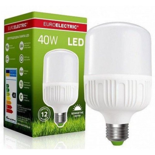 Лампочка EUROELECTRIC Plastic 40W E27 6500K 220V (LED-HP-40276(P))