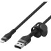 Дата кабель USB 2.0 AM to Lightning 1.0m BRAIDED SILICONE black Belkin (CAA010BT1MBK)