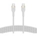 Дата кабель USB-C to USB-C 1.0m BRAIDED SILICONE white Belkin (CAB011BT1MWH)