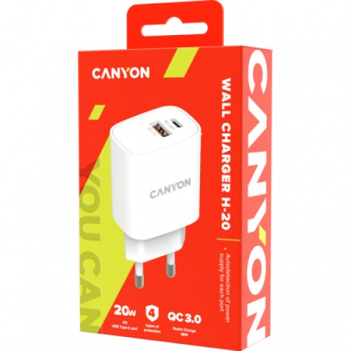 Зарядное устройство Canyon PD 20W/QC3.0 18W (CNE-CHA20W04)