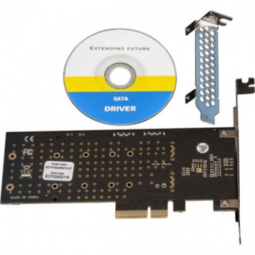 Плата расширения Frime 88SE9215 PCI-E-2хM.2 SATA3+2хSATA3 PCIe (ECF-PCIEtoSSD012.LP)