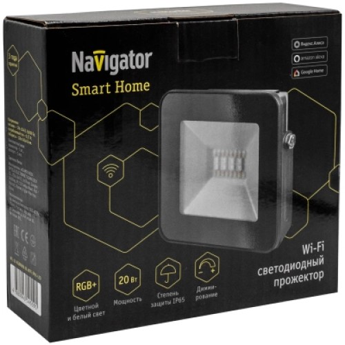 Прожектор Navigator NFL-20-RGBWWW-BL-WIFI-IP65-LED (14559)