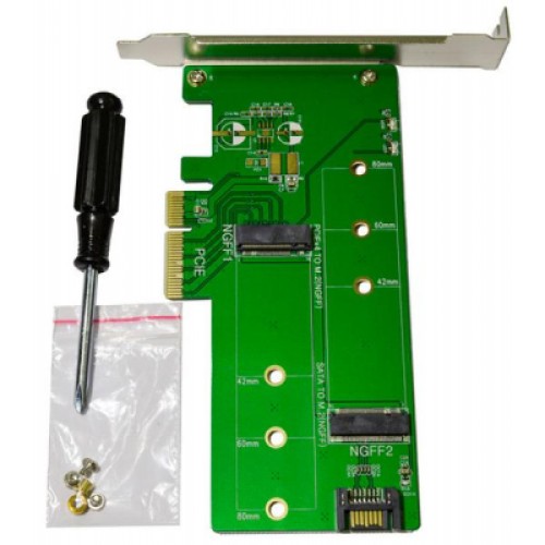 Контроллер Maiwo Multi-Size PCIex4 & SATA to M.2 (M-Key or B-key) KT015 SSD (45774)