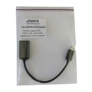Дата кабель OTG USB 2.0 AF to Micro 5P 0.16m Lapara (LA-UAFM-OTG black)