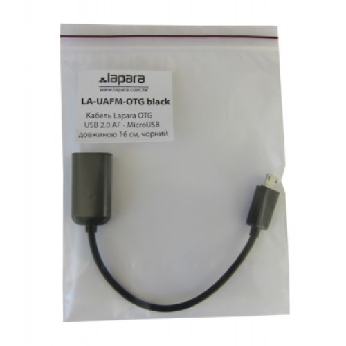 Дата кабель OTG USB 2.0 AF to Micro 5P 0.16m Lapara (LA-UAFM-OTG black)