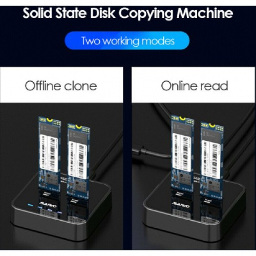 Док-станция для накопителей Maiwo 2*NVMe M.2 SSD Key M/B+M USB 3.1 Gen2 Type-C (K3016P)