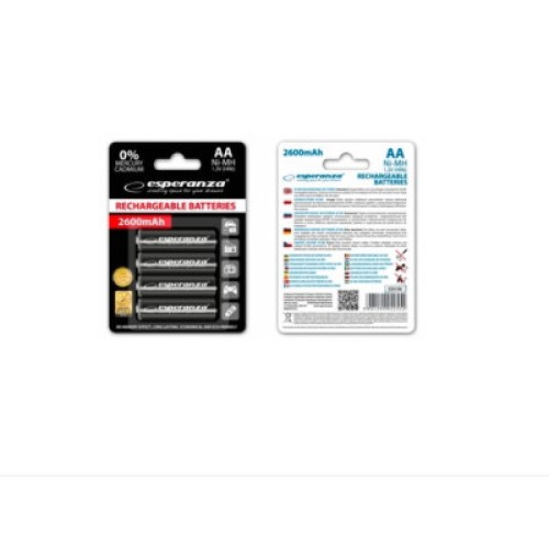 Аккумулятор Esperanza AA 2600mAh Ni-MH * 4 mix of colors (EZA106)