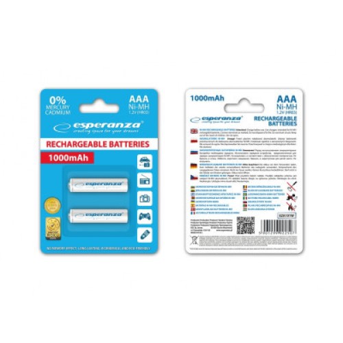 Аккумулятор Esperanza AAA 1000mAh Ni-MH * 2 white (EZA101W)