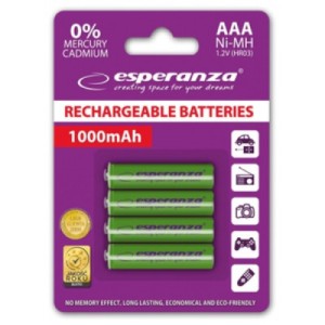 Аккумулятор Esperanza AAA 1000mAh Ni-MH * 4 green (EZA102G)