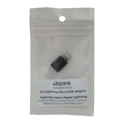 Переходник Lightning to Micro USB Lapara (LA-Lightning-MicroUSB-adaptor black)