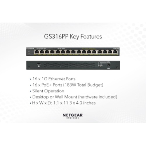 Коммутатор сетевой Netgear GS316PP-100EUS