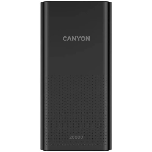 Батарея универсальная Canyon 20000mAh, Input 5V/2A, Output 5V/2.1A(Max), Black (CNE-CPB2001B)