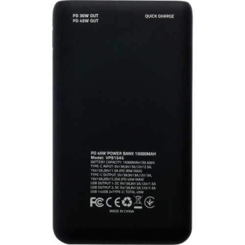 Батарея универсальная Vinga 15000 mAh 45W QC+PD (VPB1545)