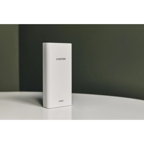 Батарея универсальная Canyon 20000mAh, Input 5V/2A, Output 5V/2.1A(Max), White (CNE-CPB2001W)