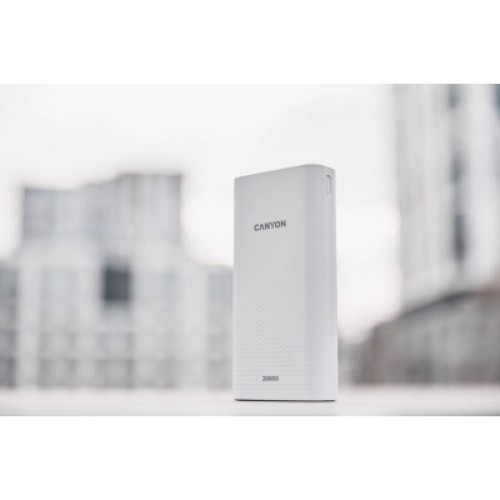 Батарея универсальная Canyon 20000mAh, Input 5V/2A, Output 5V/2.1A(Max), White (CNE-CPB2001W)